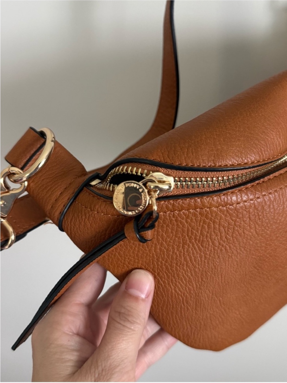 Poppy & Peonies Cognac Pebbled Leather Crossbody Belt Bag - Picture 2 of 6